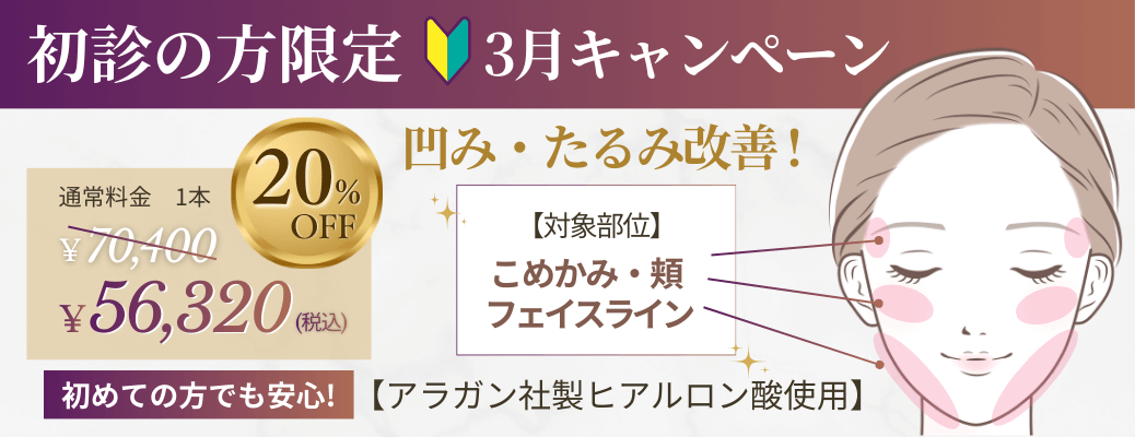 3月初診限定ヒアルロン酸注射キャンペーン