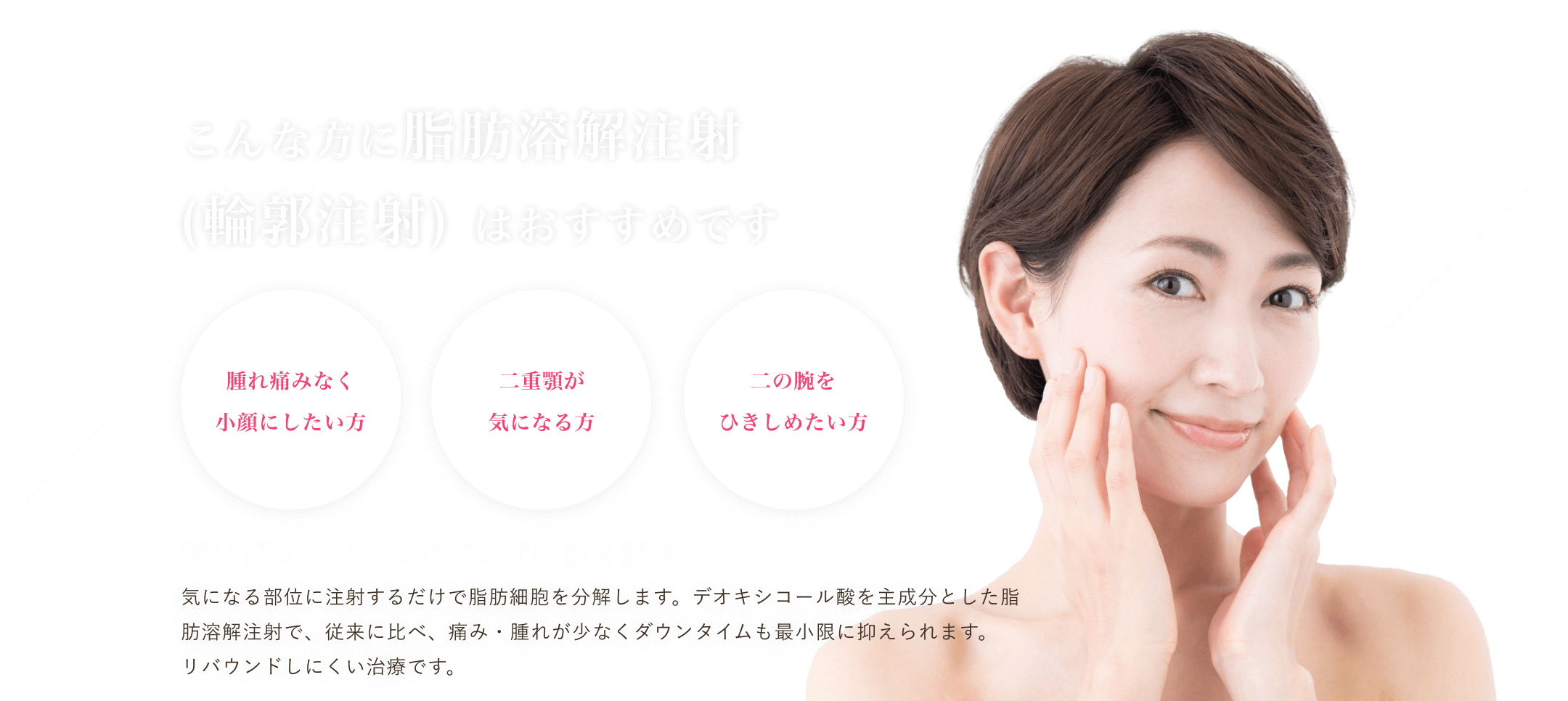 マグノリア皮膚科クリニックの脂肪溶解注射(輪郭注射)で気になる部分の脂肪細胞を分解。米国FDA認可のデオキシコール酸を高配合。