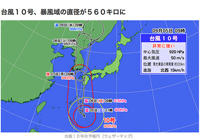 大型台風の接近