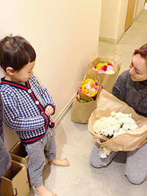 バレンタインデーに息子から花のプレゼント