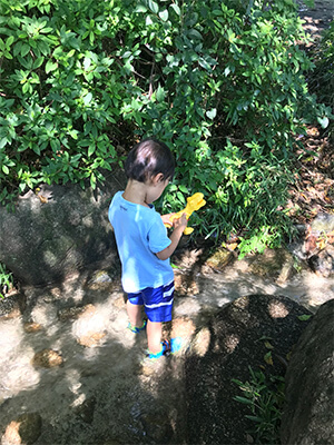 子供の夏休みじゃぶじゃぶ池